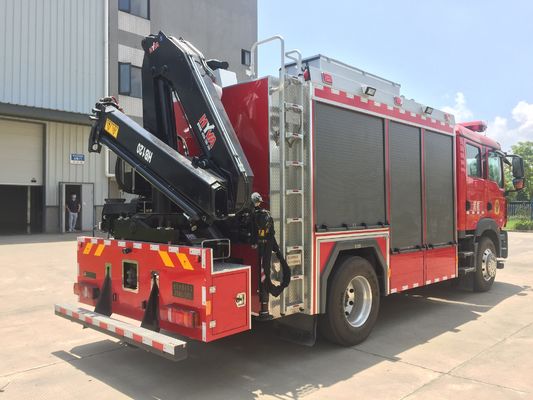 4x2 Heavy Fire Truck , 310HP Emergency Rescue Truck With 5 Ton Crane